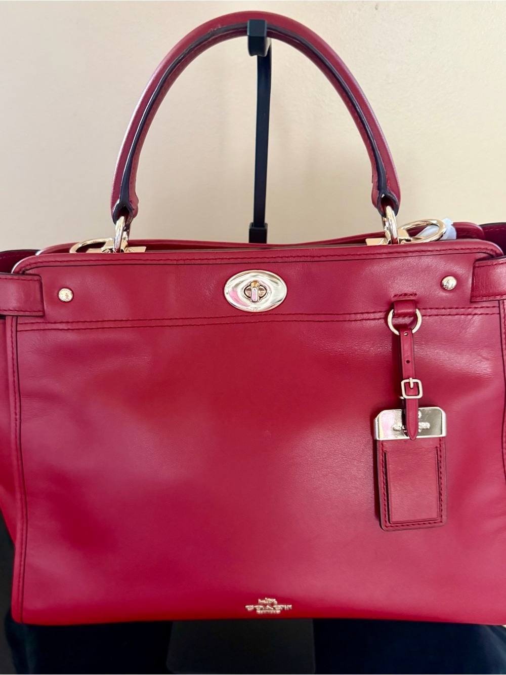 Coach Burgundy Leather Satchel with Gold Hardware